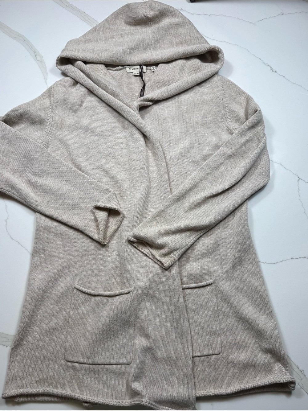 Repeat Women's Hooded Open-Front Sweater Cardigan 100% Cotton